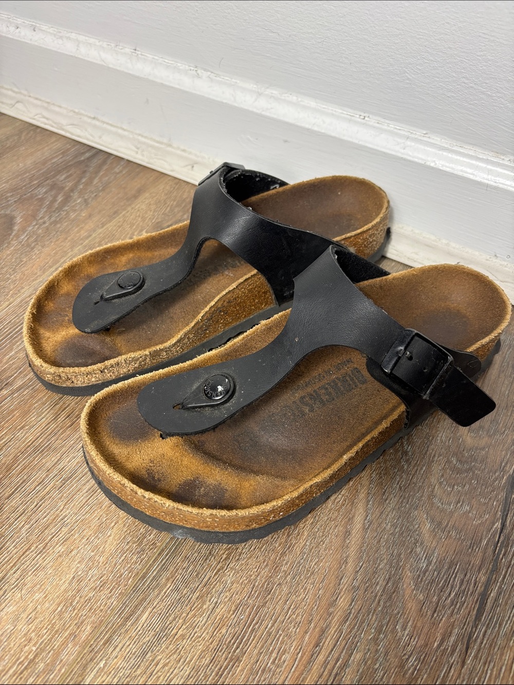 Birkenstock Black Leather Thong Sandals